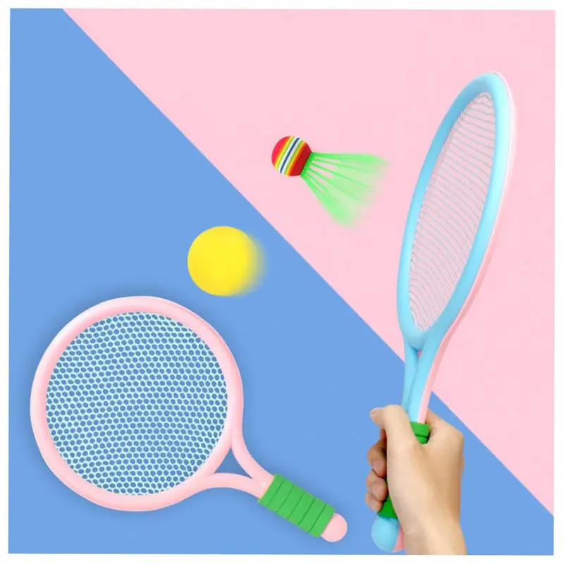 1 Pair Shuttlecock Set Children's Tennis Racket Toy 40x24cmPink And Blue