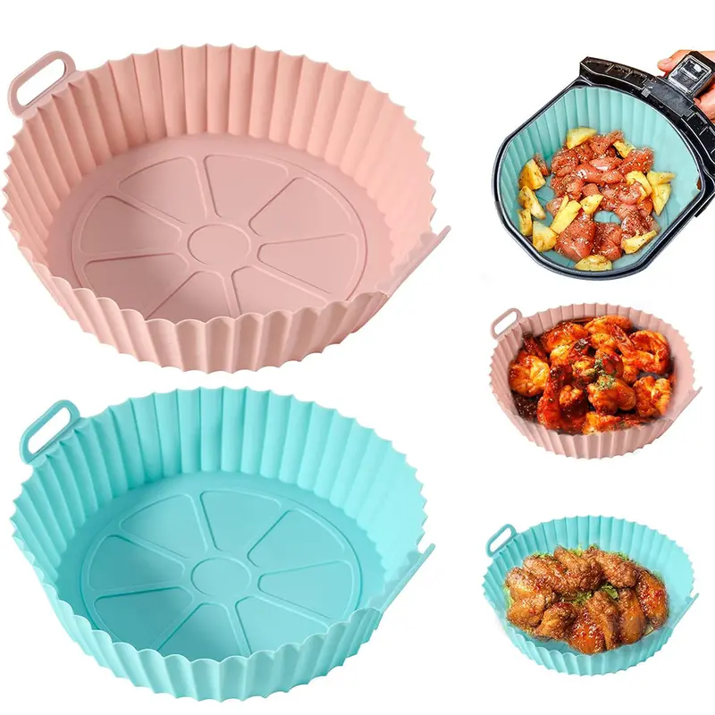 Air Fryer Silicone Pot Food Safe Air fryers Oven AccessoriesPink