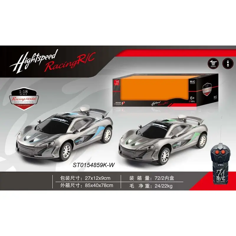 2.4G 1:18 RC Racing Car with LED Lights - Speed SeriesGreen Silver