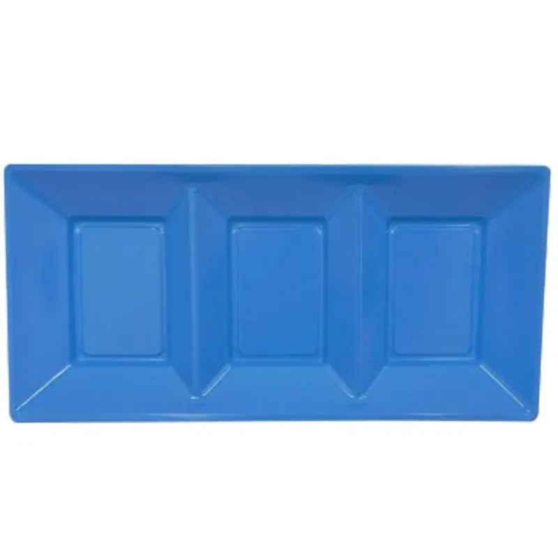 3 Sliced Navy Rectangular Plastic Plate (3 pcs)/ J-305P
