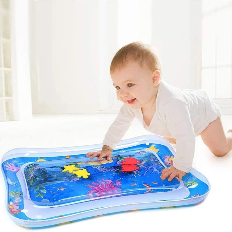 Baby Ice Pad, Sea Creatures Inflatable Play Playmat Baby Toys Baby Water Mat Airtight with Thick PVC Material for Play for Baby With Box / KN-507 / 56862 / NS-086Blue