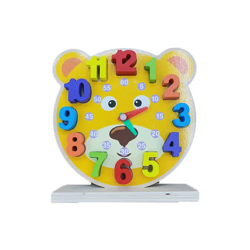 Baby Wooden Clock Design Clock Support Frame - Interactive Cartoon Clock / KL1913Yellow
