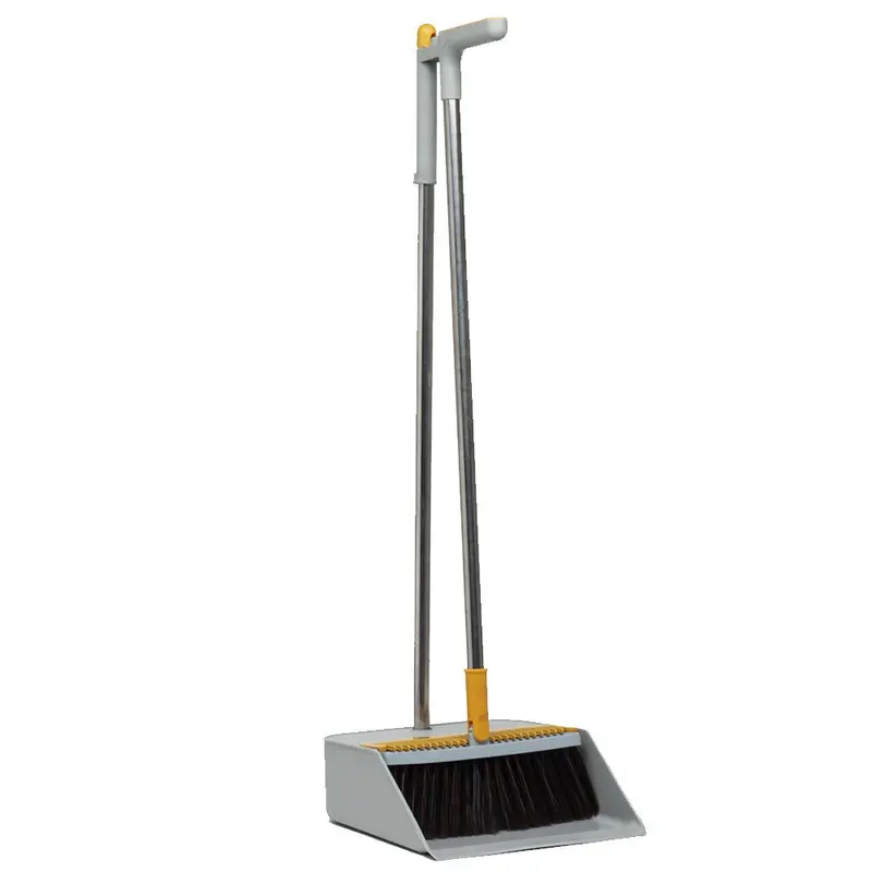 Broom and Trash with Dust Pan Long Handle Combination for Office House Standing Sweep Cleaning Broom & CoolerGrey