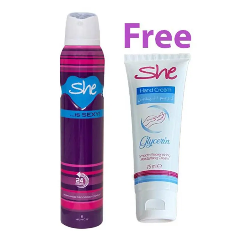 She Deodorant 200ml Sexy Plus Hand Cream Glycerin 75ml Free / SHE-235