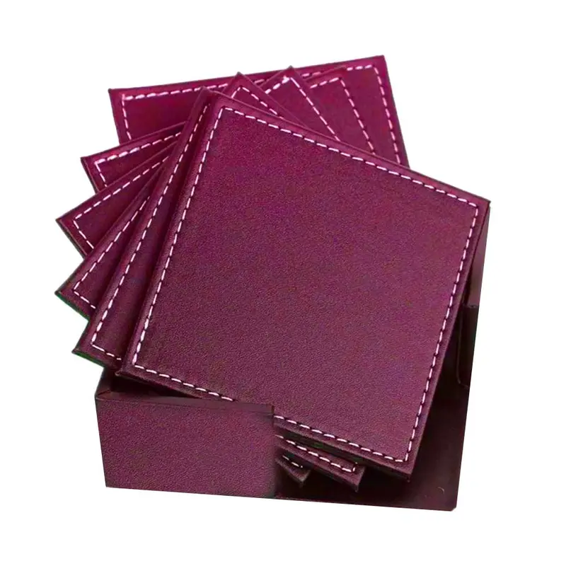 Squared Leather Coaster Set ( 6 Pcs) / 801142