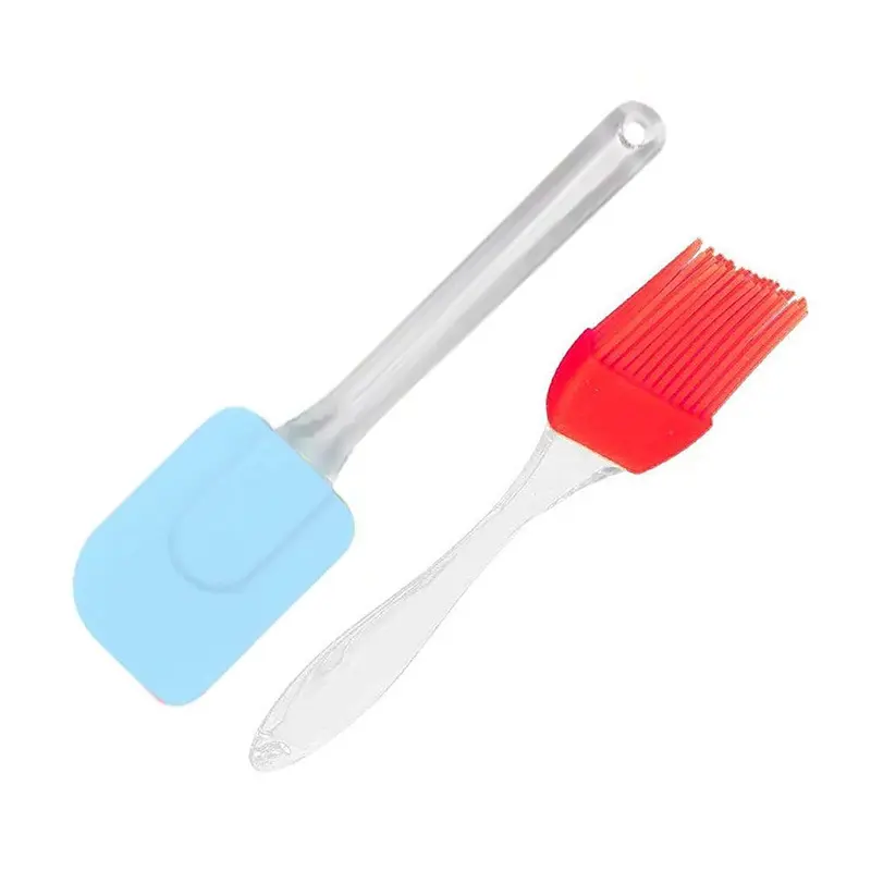 Silicone Spatula and Brush Set ( 2 Pcs)Red &blue