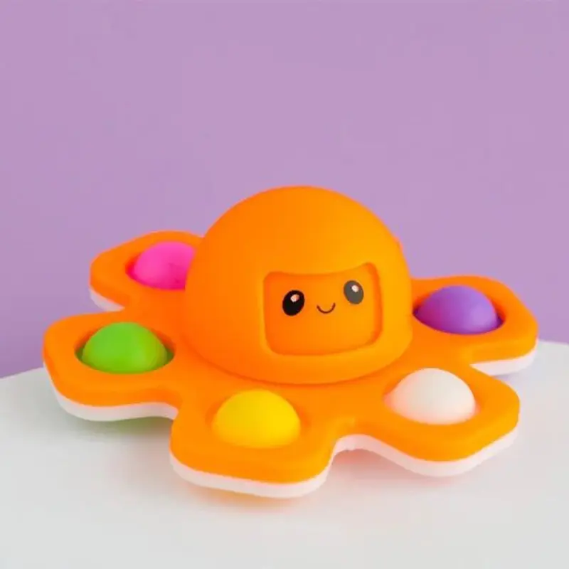 Spinner Pop Face Changing Octopus Fidget ToyOrange