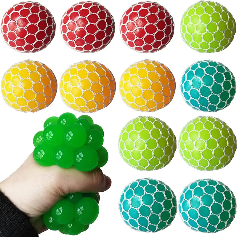 Stresses Reliever Mesh Ball Squeeze Toy Child Adult Fidget Toys / KC22-136Yellow