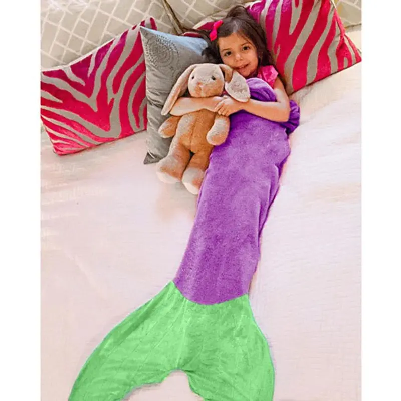 Tails Mermaid Blanket For Kids, Fun Blanket Mermaid / JN-60Orange & Red