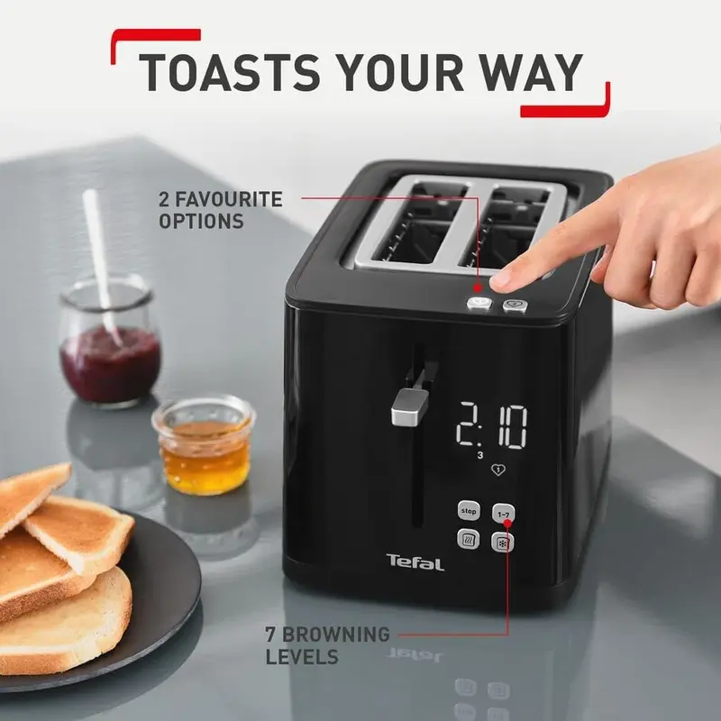 Tefal Smartn Light 2 Slice Digital Toaster Black / TT640840