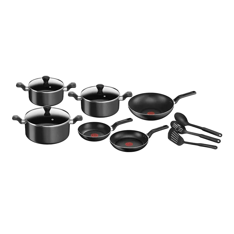 Tefal Super Cook 12 Pieces Non-Stick Cooking Black Set / B143SC86