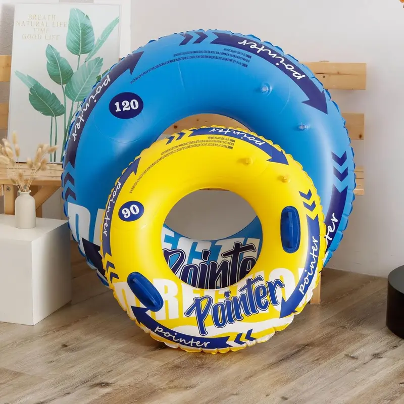 Thickened Swim Ring Float Inflatable Toy With Handle Swimming Ring 90 cmBlue