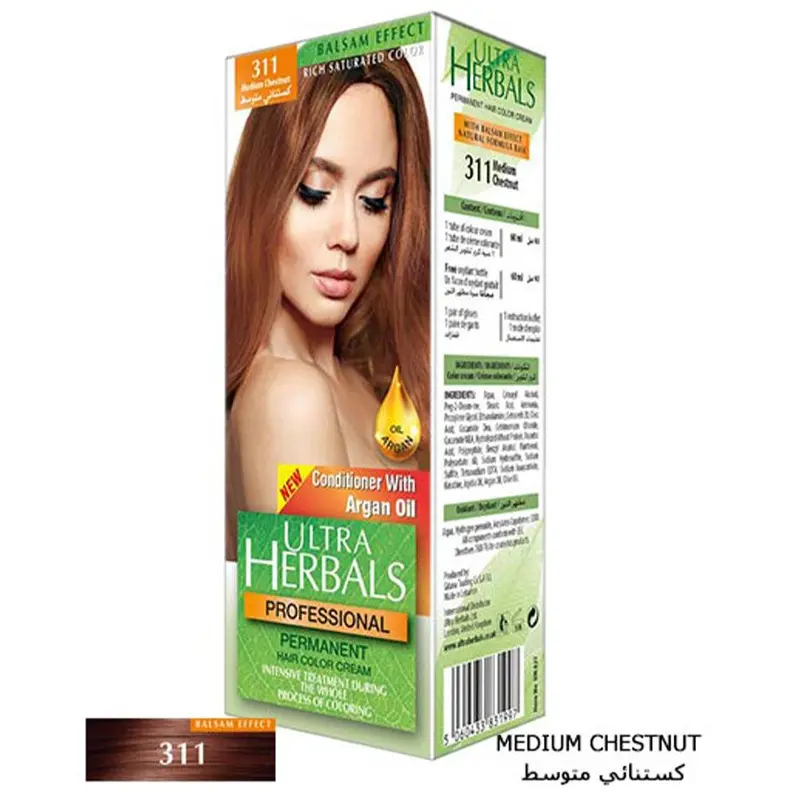 Ultra Herbals Professional Hair Color Cream 311 Medium Chestnut