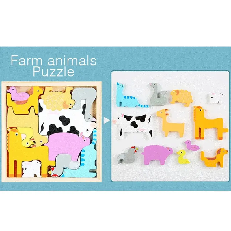 Versatile Wooden Toddler Jigsaw Puzzle BlocksSea Animals