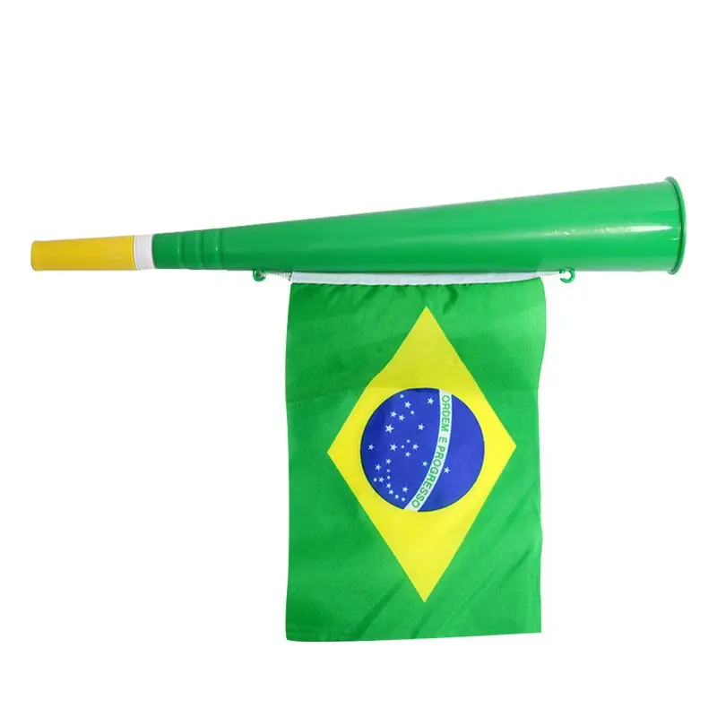 World Cup Plastic Long Trumpet With Small Brazil Flag / 135407