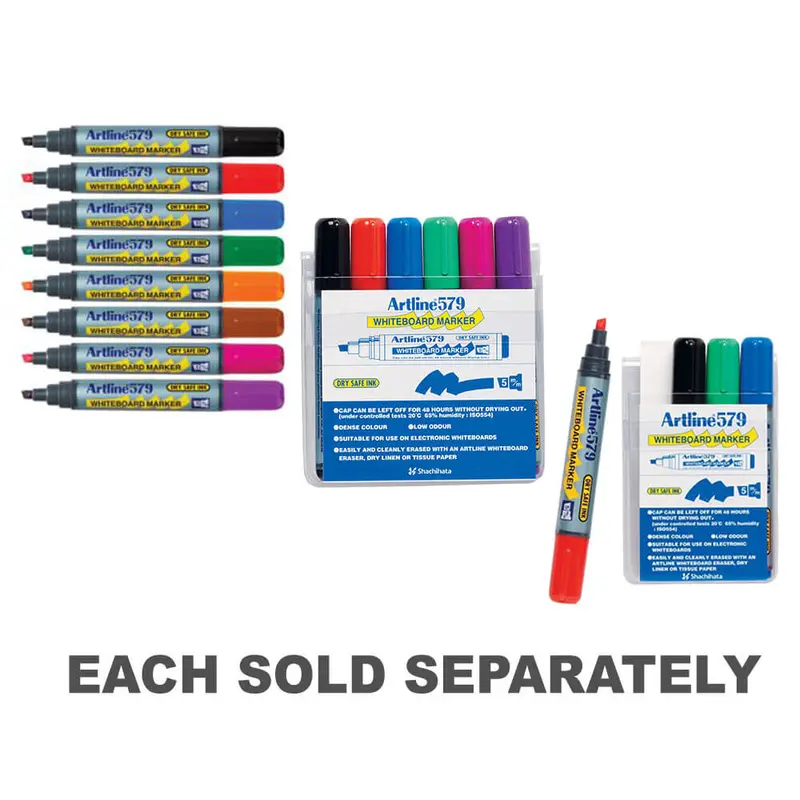 Artline Whiteboard Marker 5mm Chisel Assorted12pk