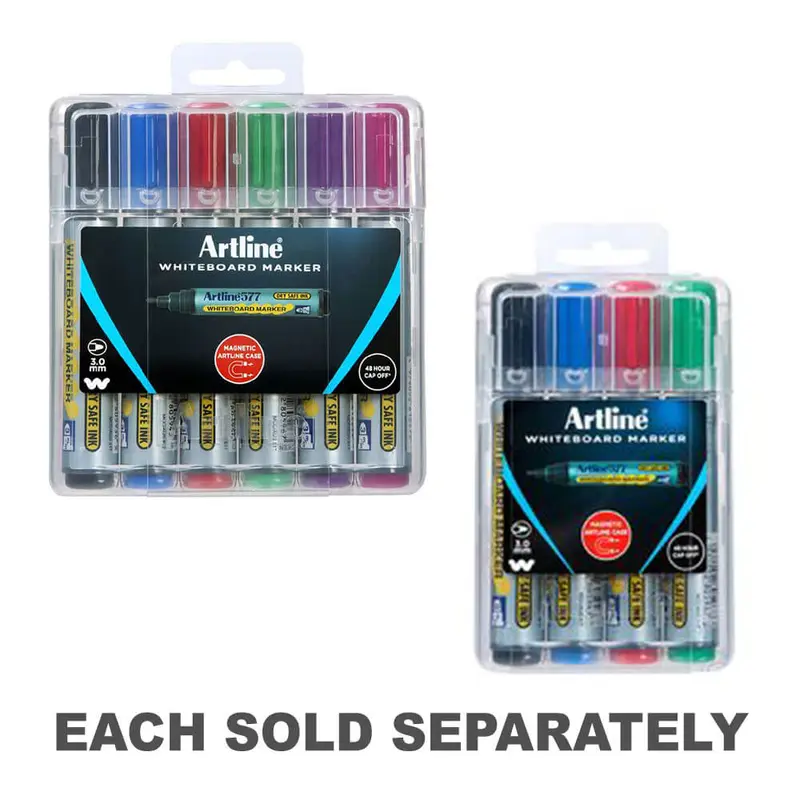 Artline Whiteboard Marker in Hard Case 2mm Assorted4Pk