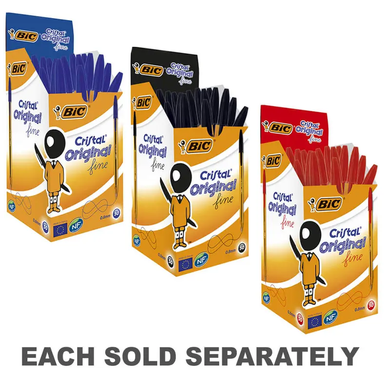 Bic Cristal Original Fine Ballpoint Pen 0.8mm 50pkBlack