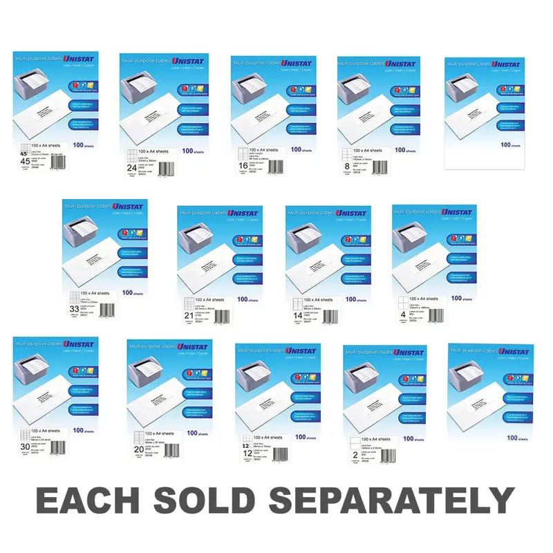 Unistat Laser/Inkjet/Copier Label 100pk1/sheet