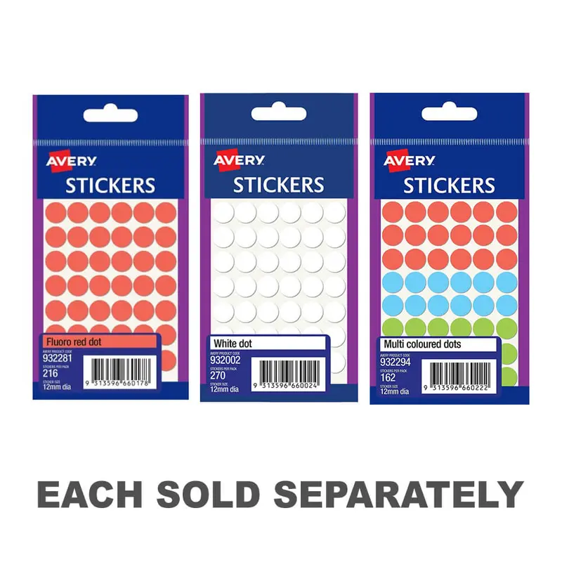 Avery 12mm Dot Label (Pack of 10)Multicolored