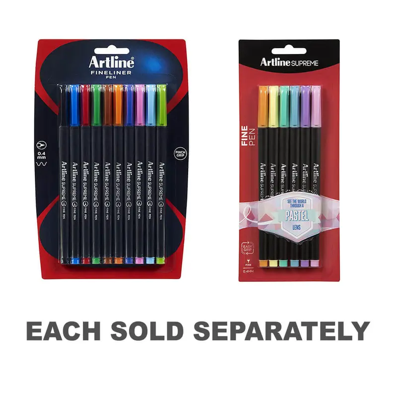 Artline Supreme Fineline Pen 0.4mmAssorted 10pk